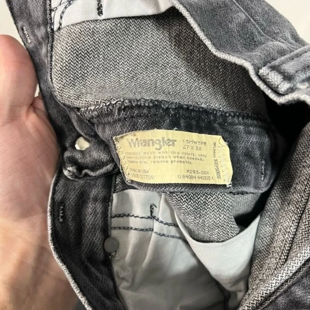 Wrangler Black Denim Jeans USA‎ Made Mid-Rise Straight Leg Rigid - Size 27